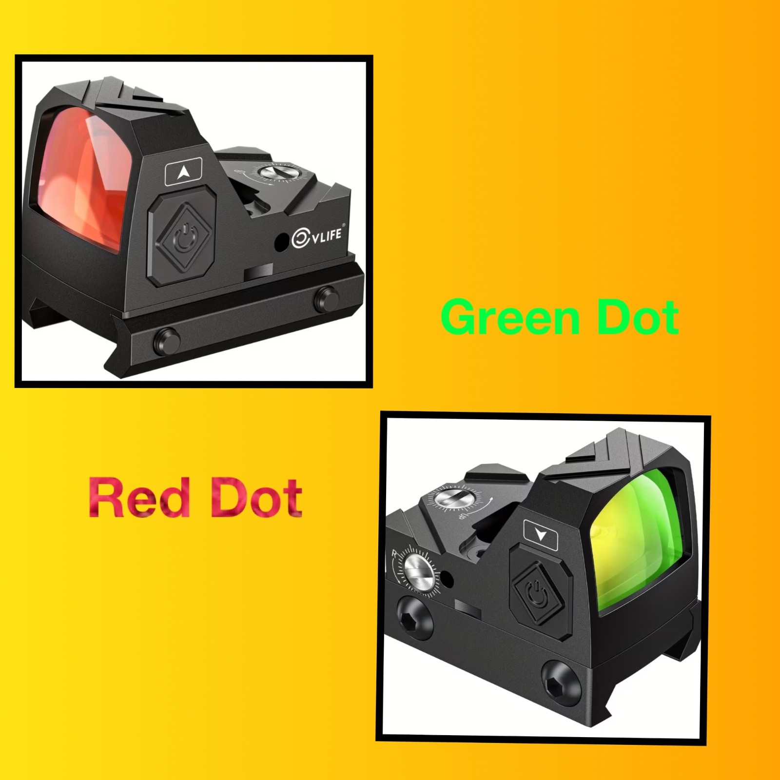 Choice Red or Green Dot CVLife MOS/RMR Shake Awake Fast Acquisition Pistol Optic