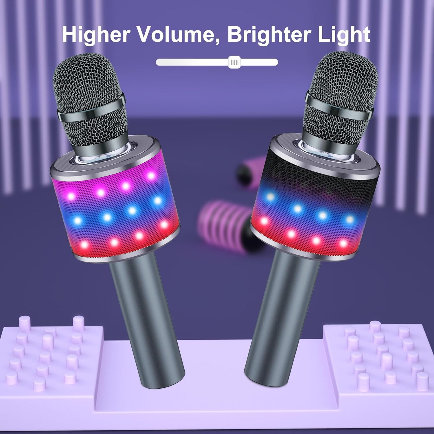 Portable Karaoke Microphone with Bluetooth Connectivity & Exciting LED Effects
