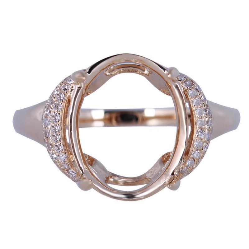 13x10mm Oval Semi Mount Ring 925 Sterling Silver Rose Gold Solitaire Halo Ring
