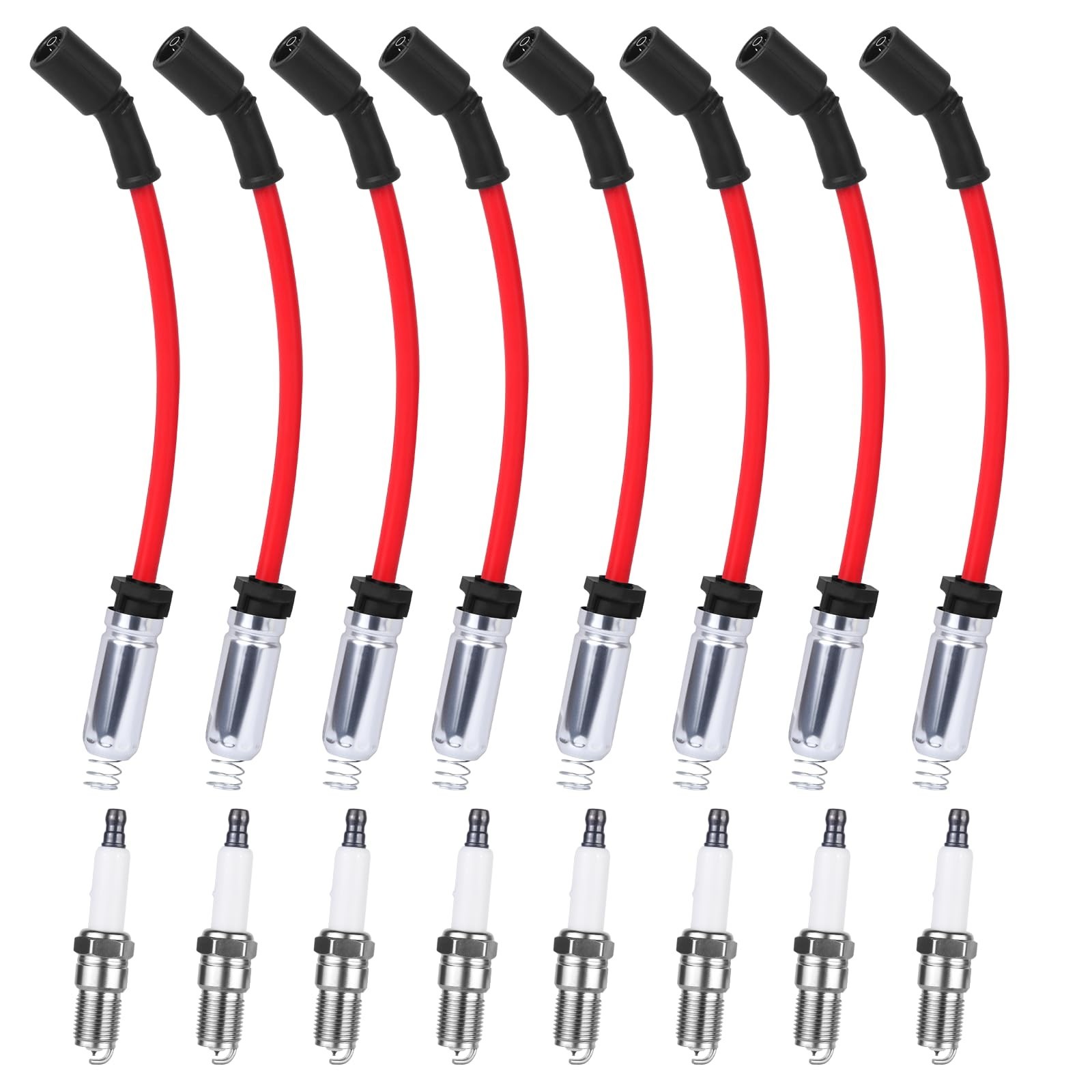 High Performance Spark Plugs and Wires Set of 8 Fit for 2000-2013 Chevy Silve...