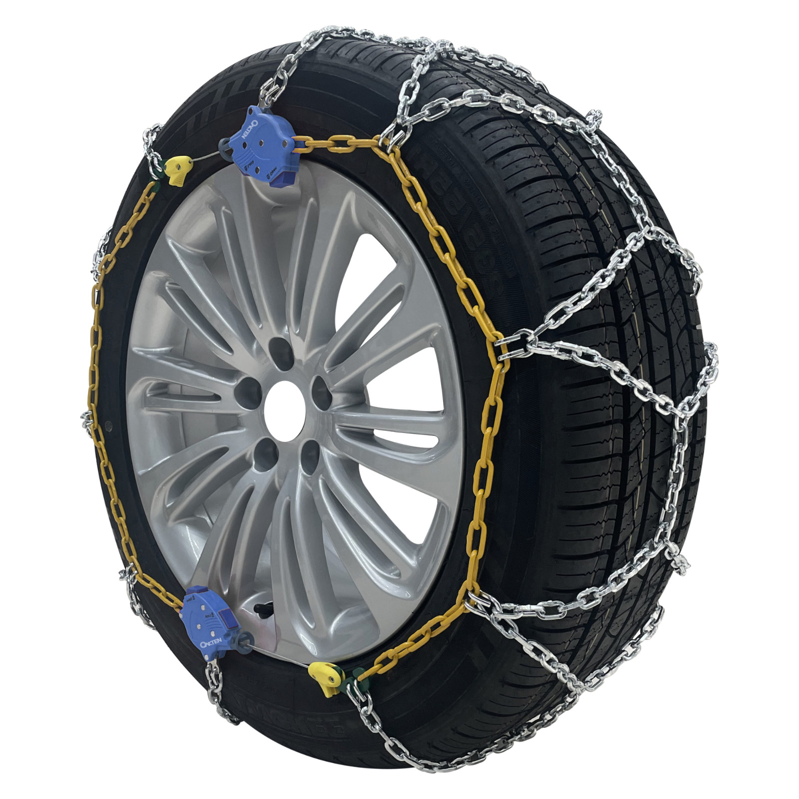 Set of  2 Passenger Car Snow Chains with Tensioner fits Tire Size 225/45R18