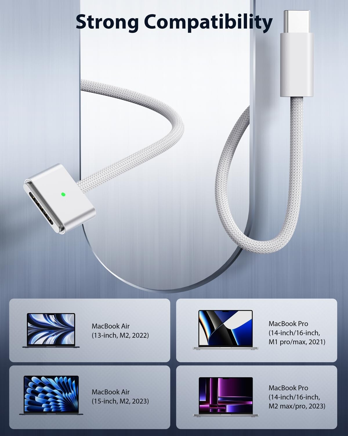 New 140W USB-C Magnetic 3 Cable For (MacBook Pro 14/16 inch,M2 Max/Pro 2023