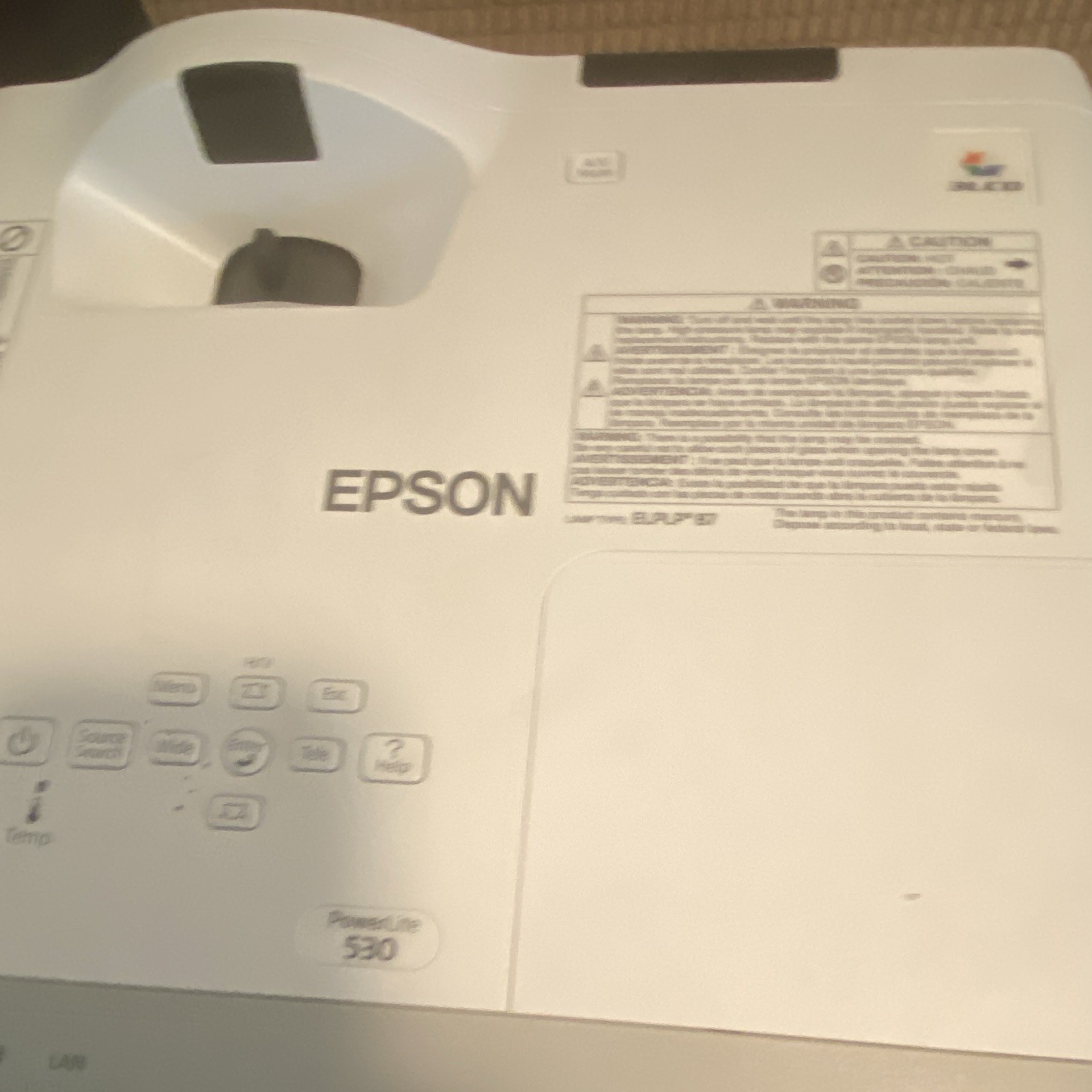Epson PowerLite 530 Desktop Projector 3LCD Display Technology HDMI White