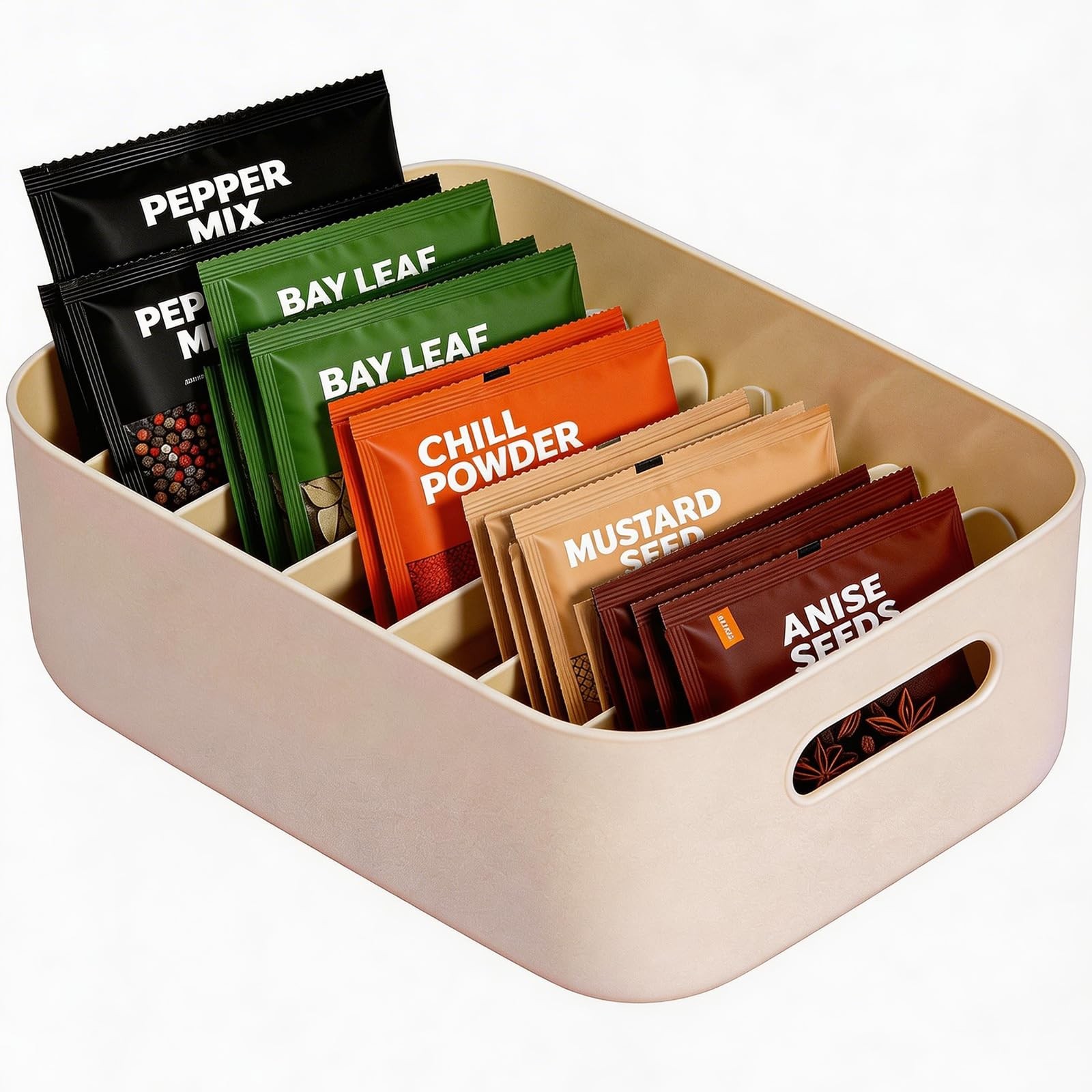 Seasoning Packet Organizer, 6 Compartments Plastic Packet Organizer Pantry St...