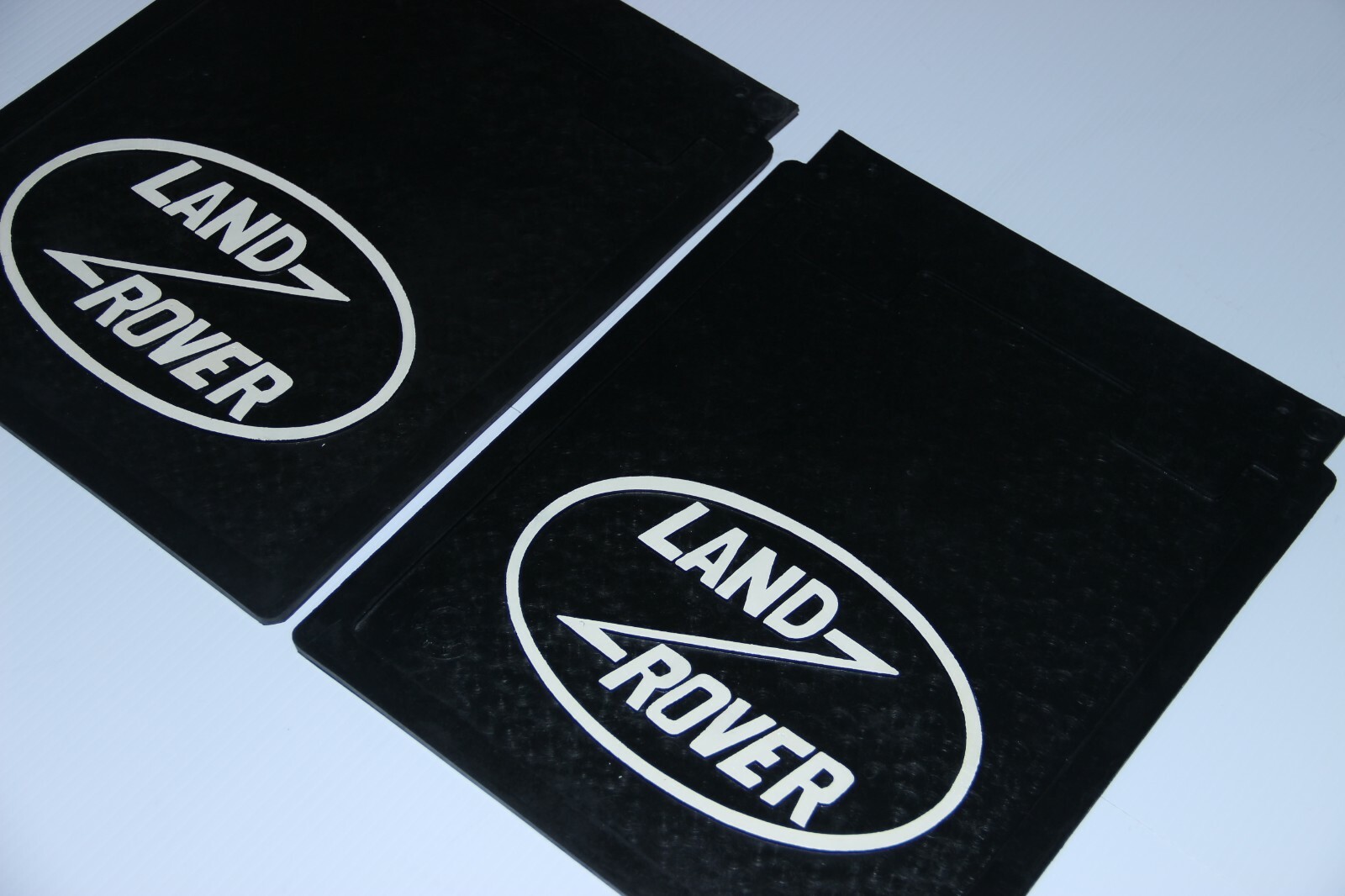 fits Land Rover Defender Rear Mud Flaps Guard Set (White Logo) Mudflaps