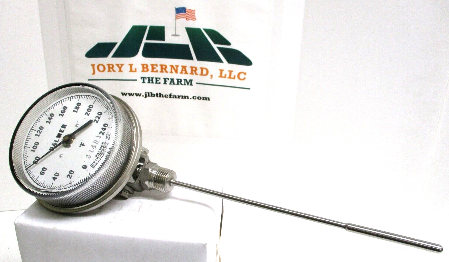 PALMER INSTRUMENTS THERMOMETER , 1/2" MNPT , 8" PROBE , 0-240* F , SURPLUS