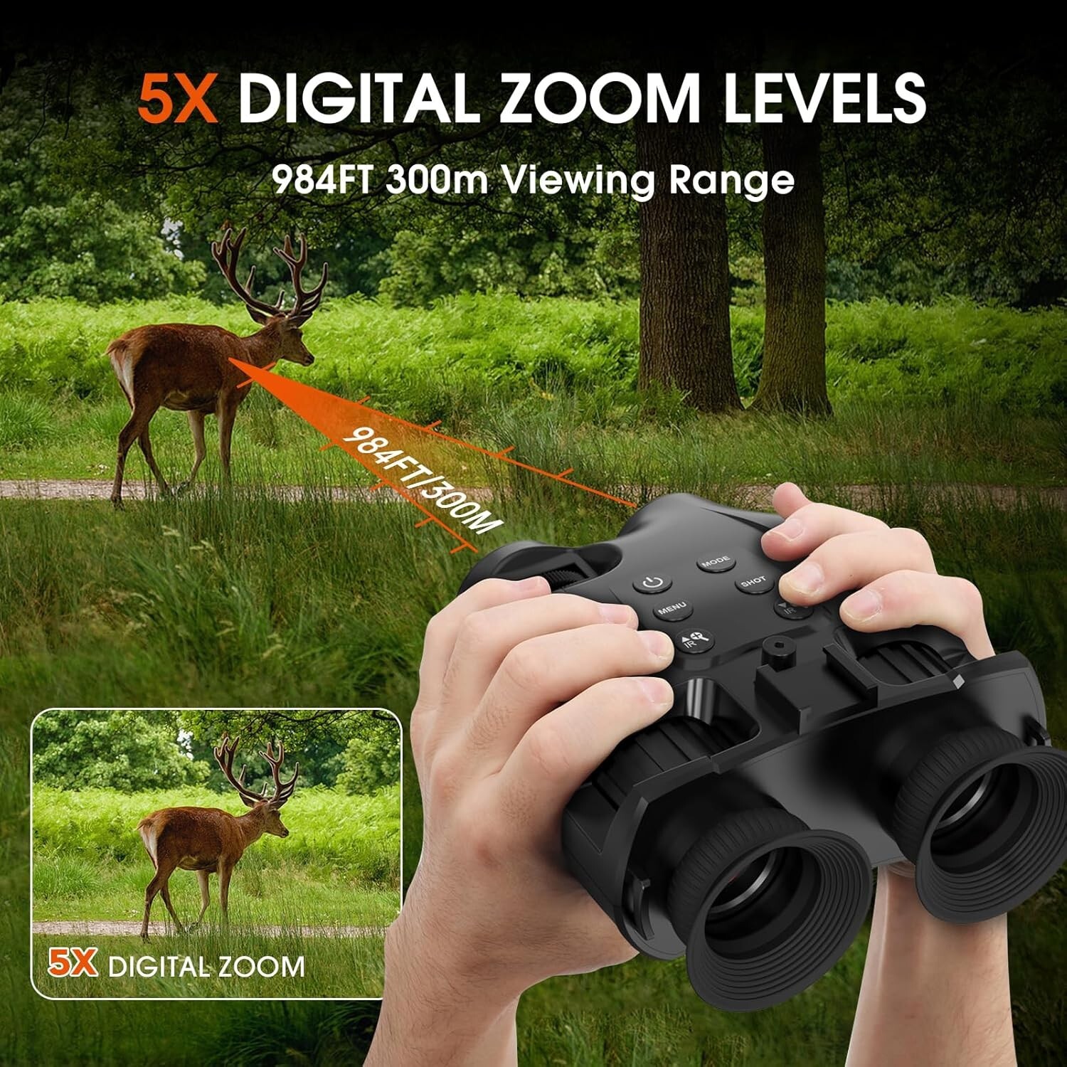 Night Vision Goggle Head Mounted Hands Free Infrared Night Vision Binoculars USB
