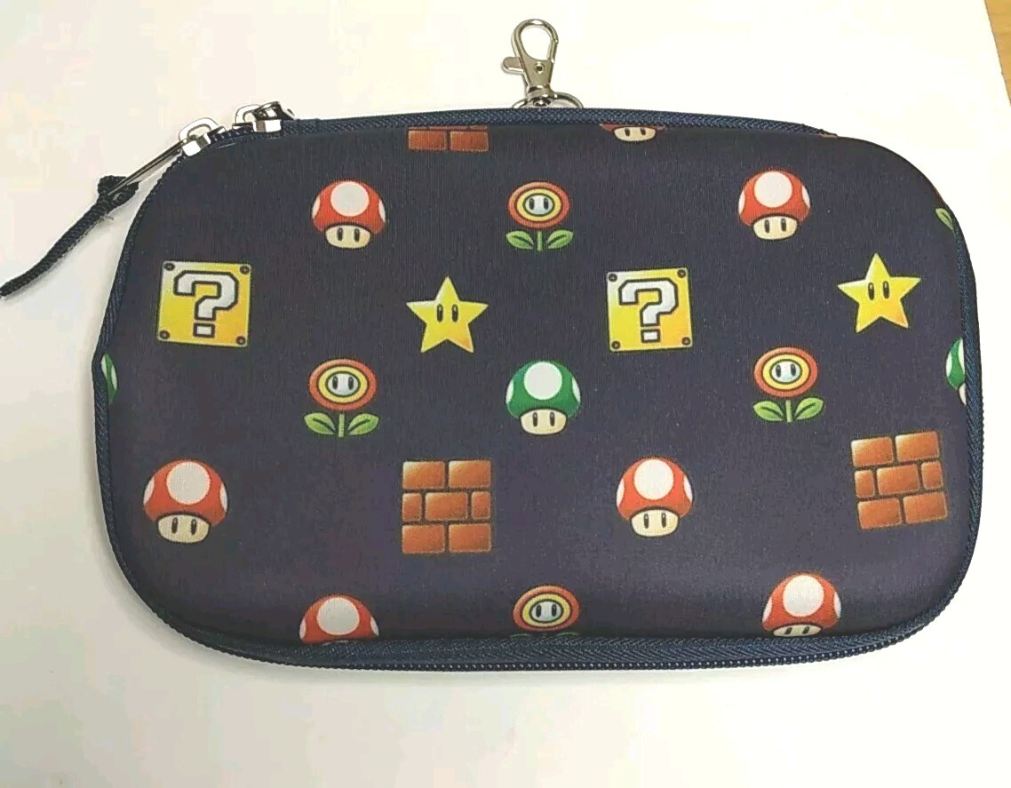 Nintendo Super Mario Bros Blue Pencil Game Gadget  Puff Clip Zip Case
