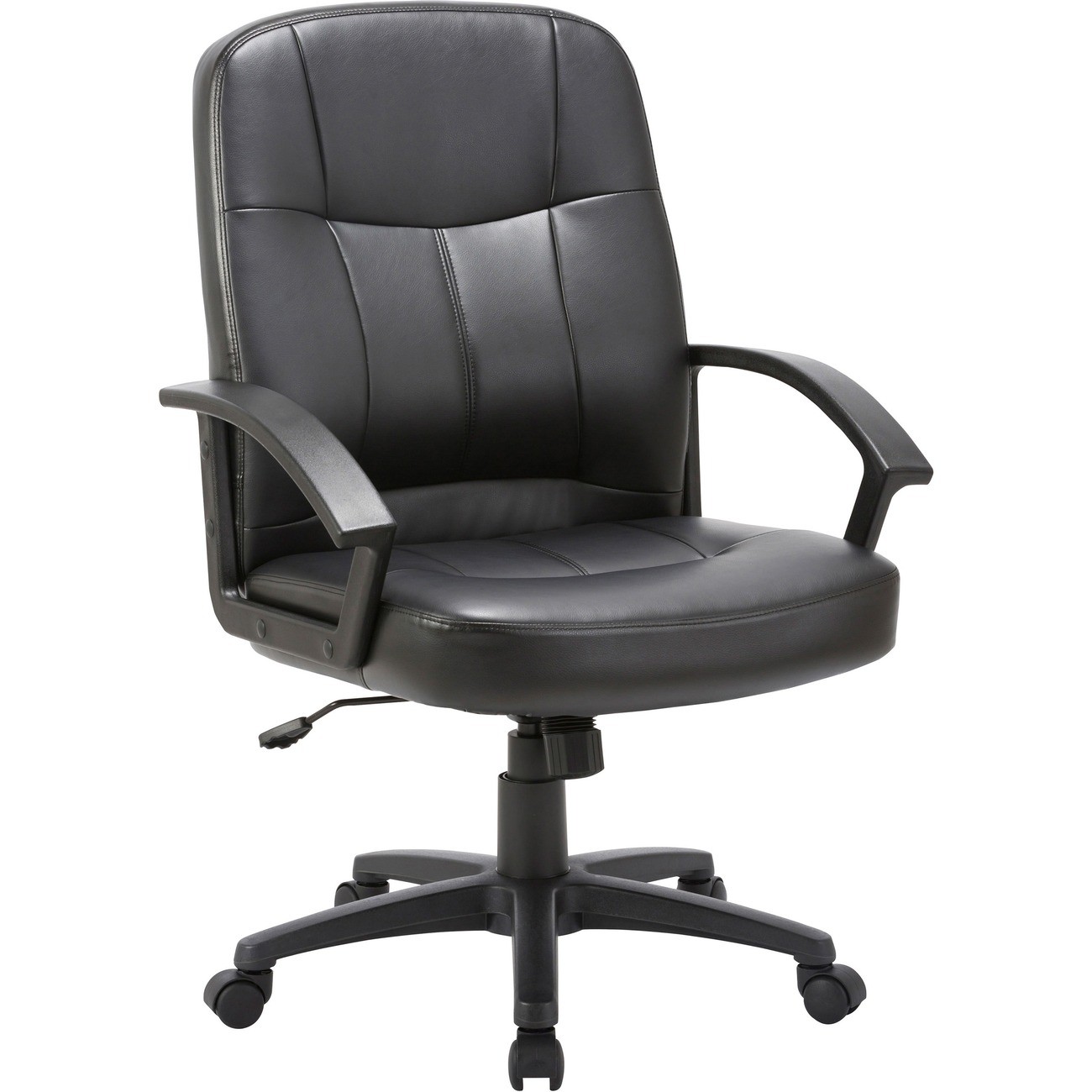 Lorell LLR60121 Chadwick Leather Mid-back Chair Black