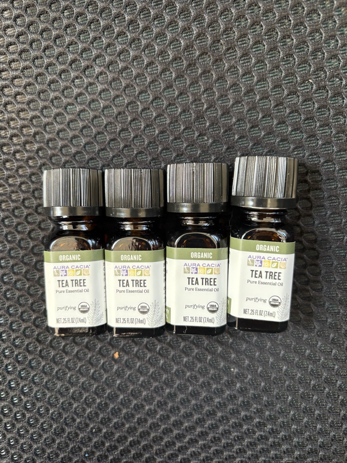 Aura Cacia Tea Tree Pure Essential Oil 0.25 oz Liquid Glass Bottle Lot Of 4