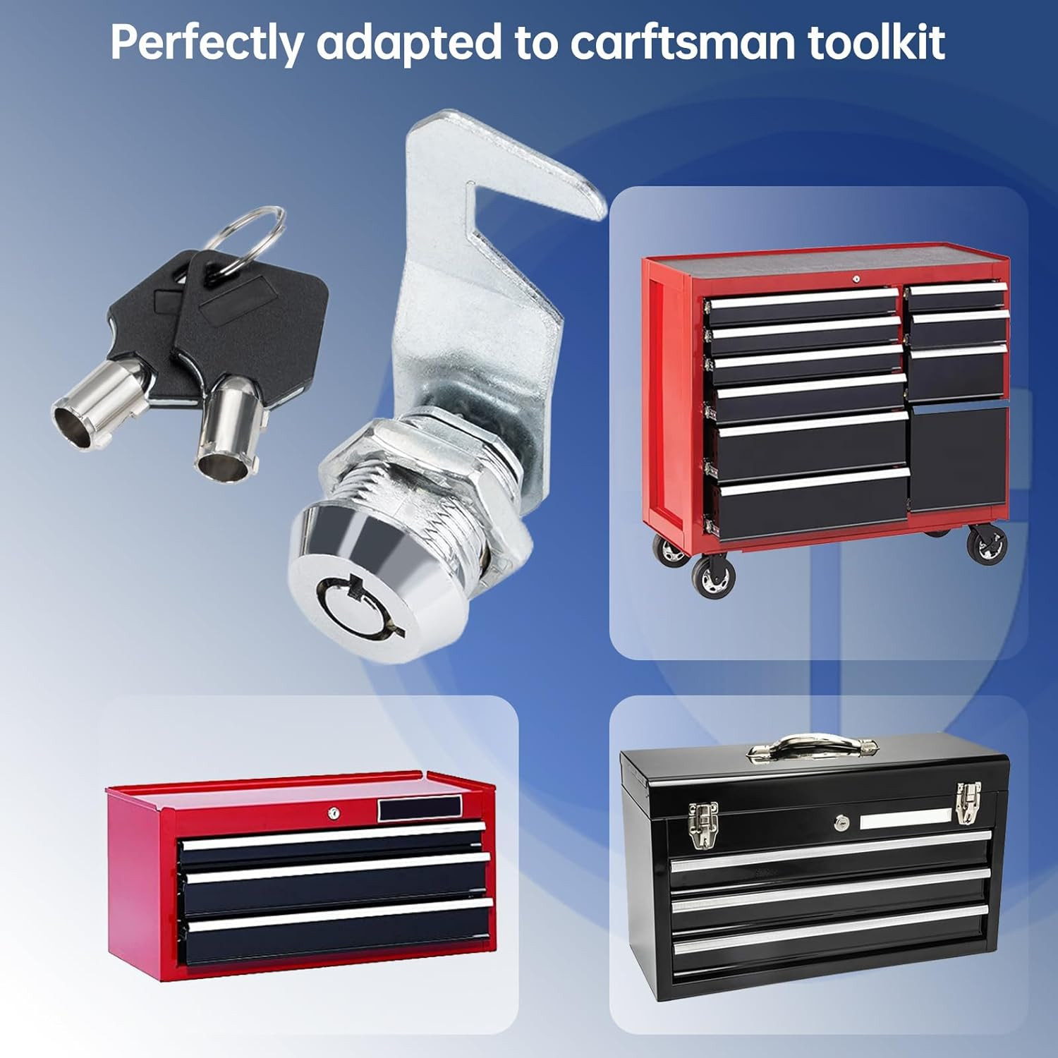 Silver Tool Box Locks with Keys Compatible with Craftsman Tool Box, 5/8"(17mm) T