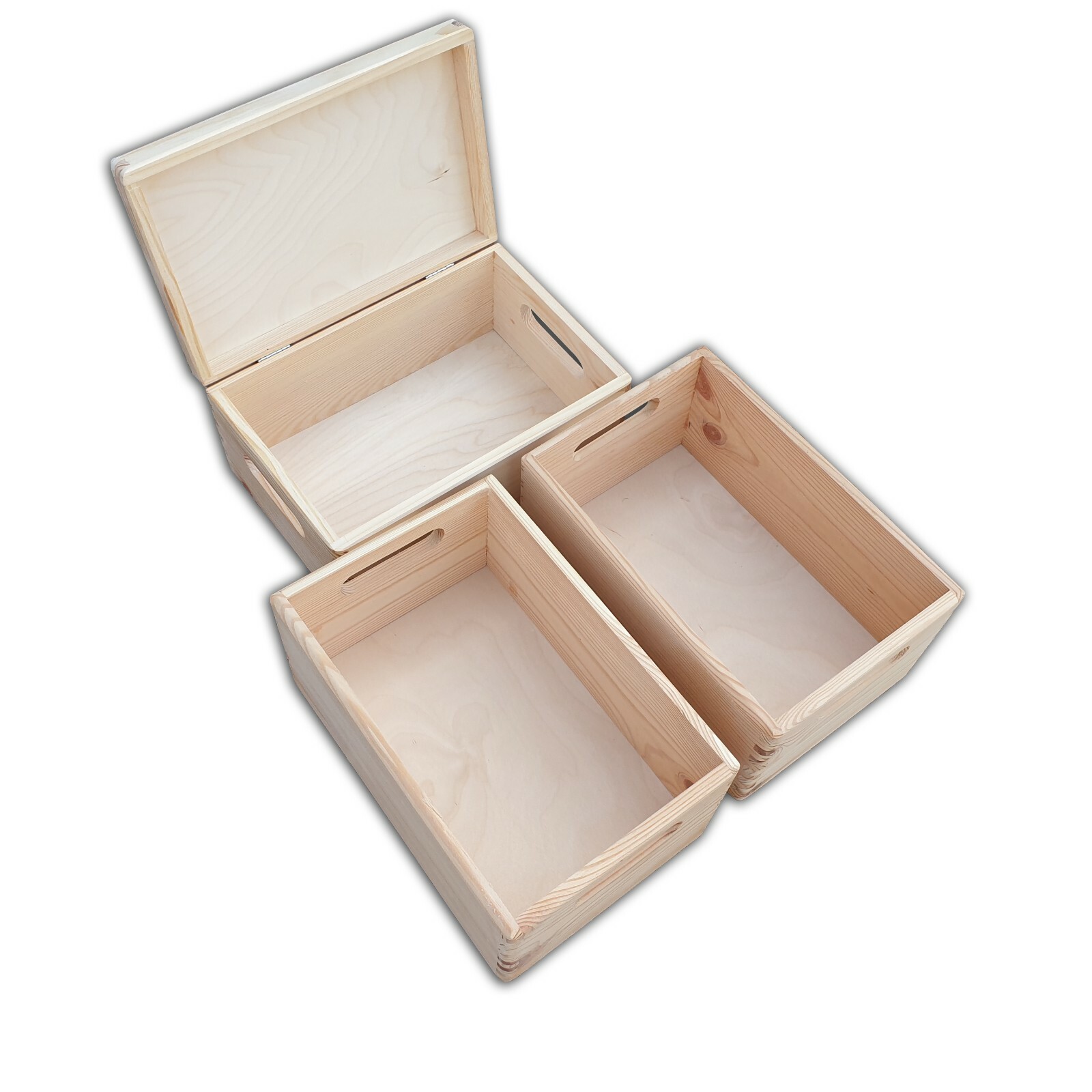 WOODEN BOXES/TRAY/CHEST, SET 3 in 1, 30 CM X 20 CM X 13.5 CM UNPAINTED