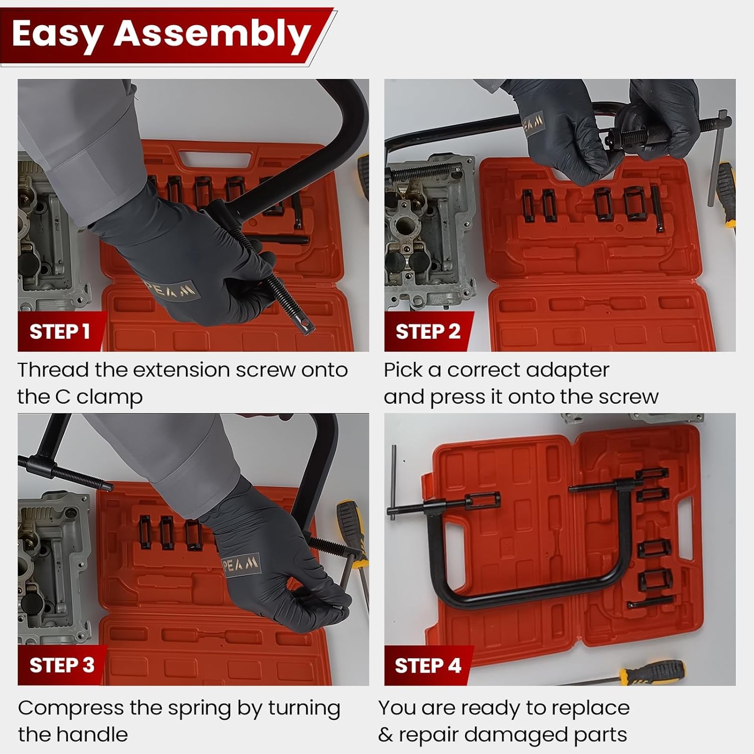 ATPEAM Auto Valve Spring Compressor C Clamp Tool Set Suitable for...