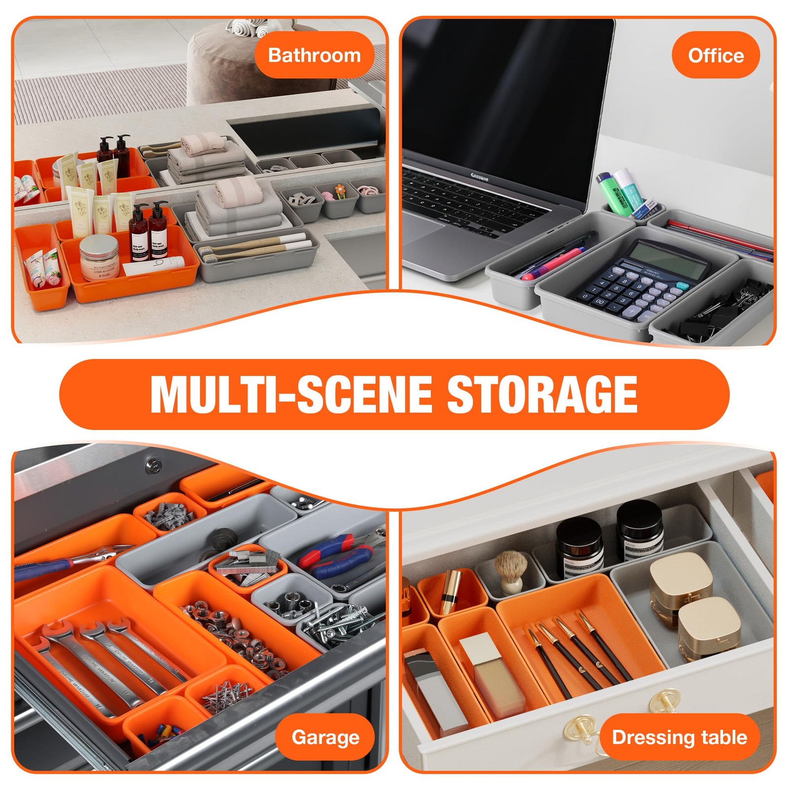 21 PCS Desk Drawer Organizer Set, PP Material Interlocking Drawer Organizer B...