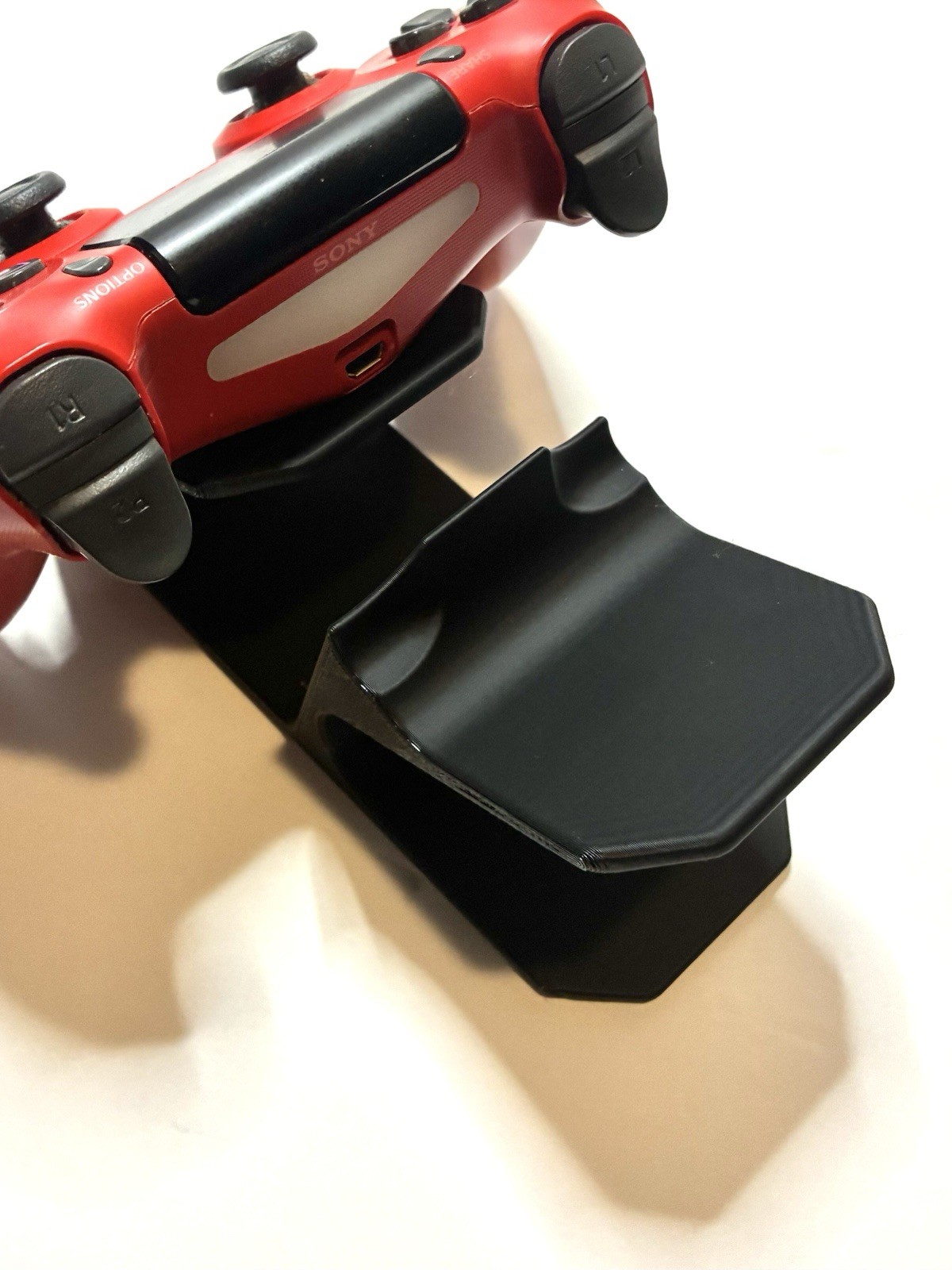 PS4 Dual Controller Stand Holder Black 3D Printed Display w/ White Logo