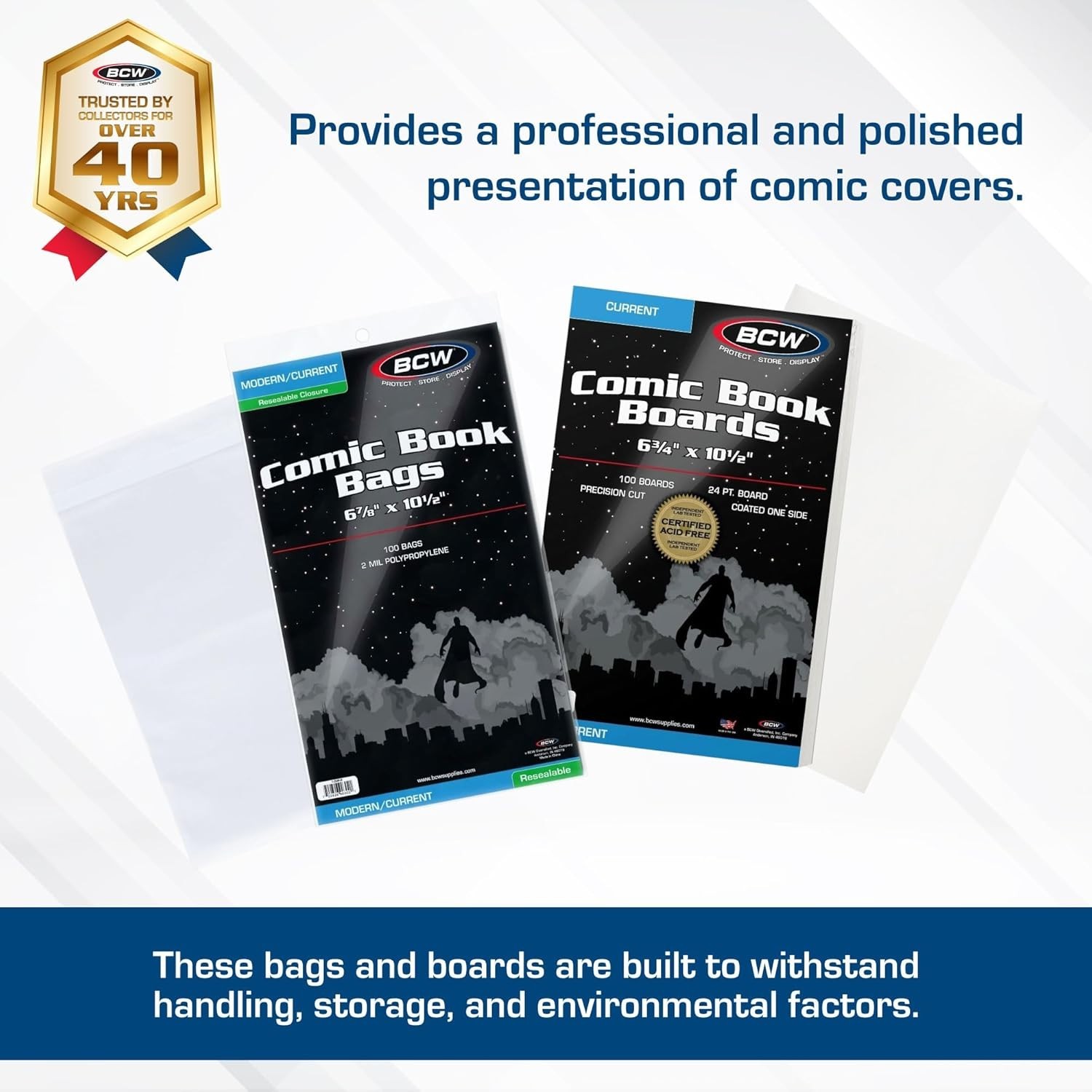 Complete Comic Storage Solution | 200 Resealable Bags with Backing Boards
