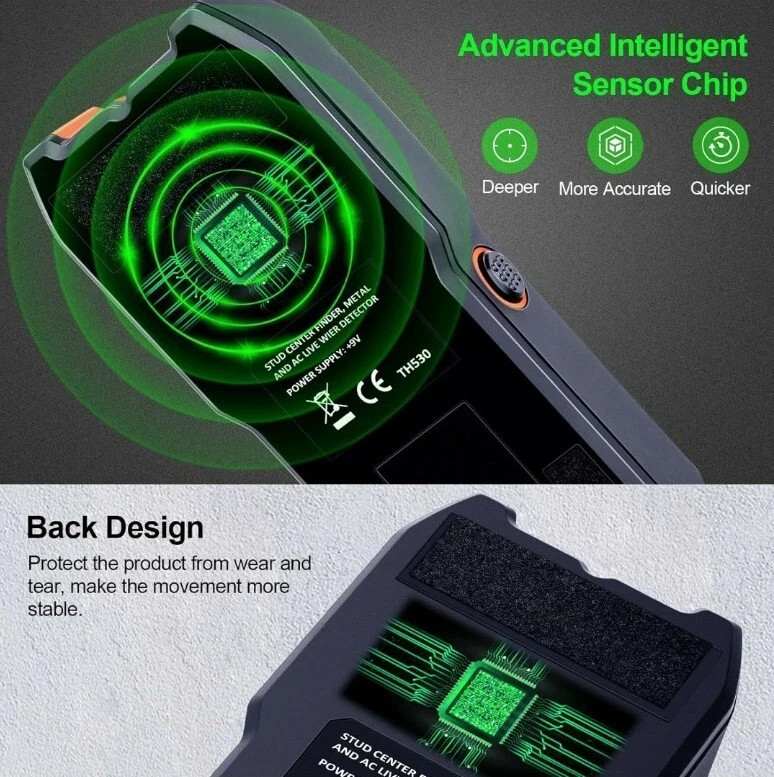 Suntutufy Stud Finder Wall Scanner TH530 - LCD - Auto Calibration -Stud/Rebar/AC