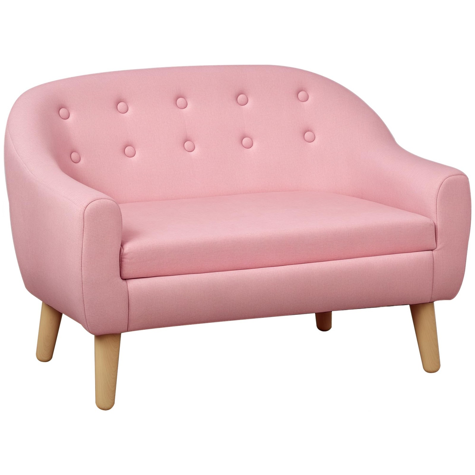 2-Seat Kids Sofa, Toddler Sofa Couch, Linen-Like Fabric and Wooden Frame Sofa...