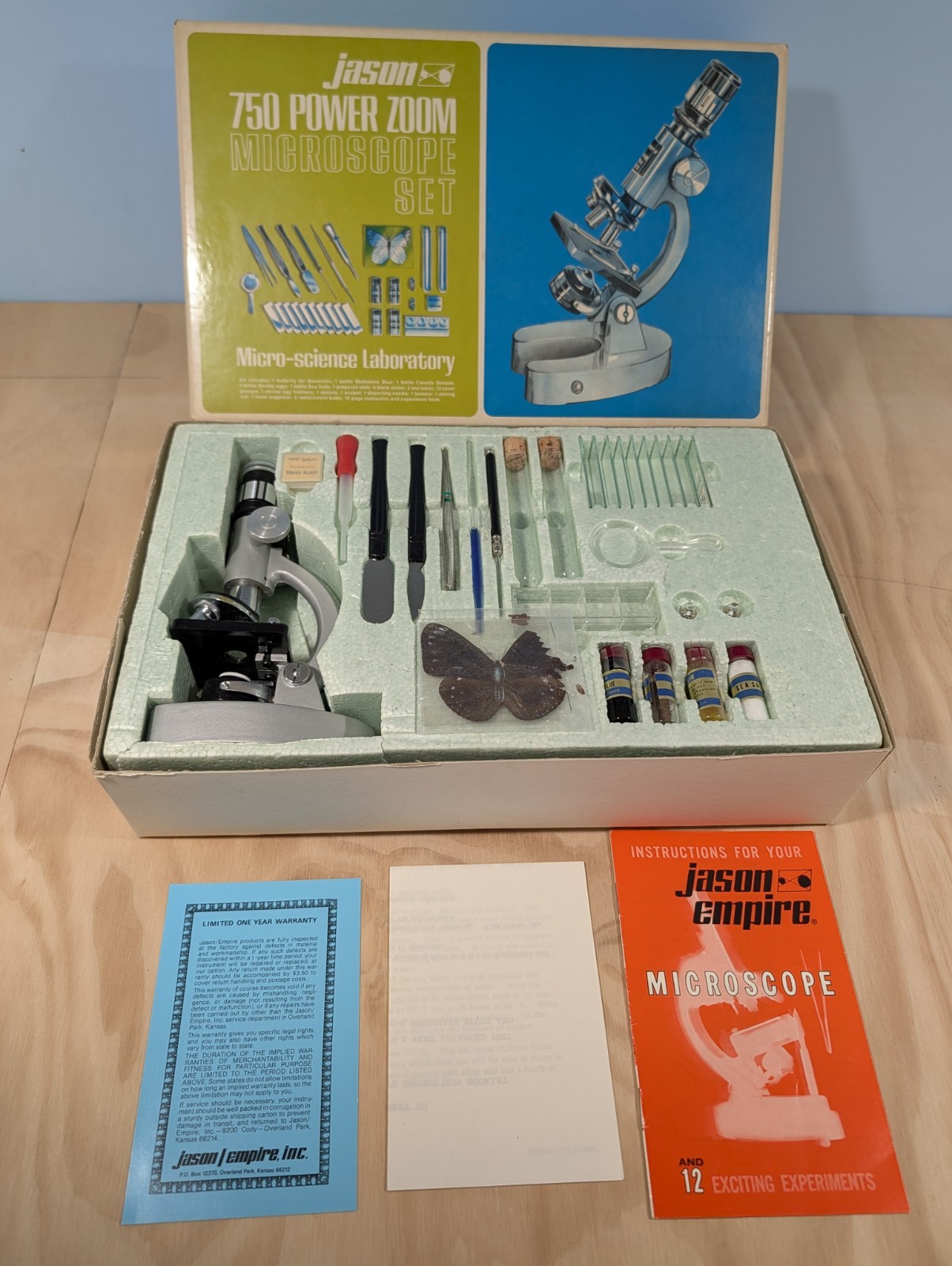 Vintage 1971 Jason 750 Power Zoom Microscope Set Model 714