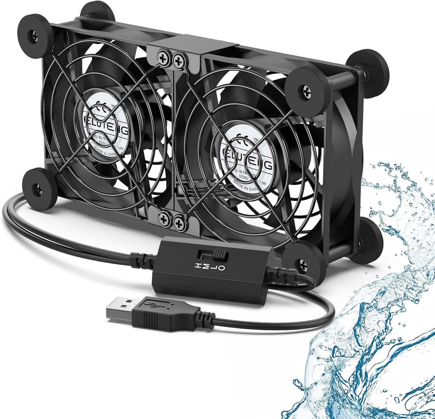 Dual 80mm USB Cooling Fan, 3-Speed Quiet High-Speed Fan for PS4/PS5/PC/Xbox