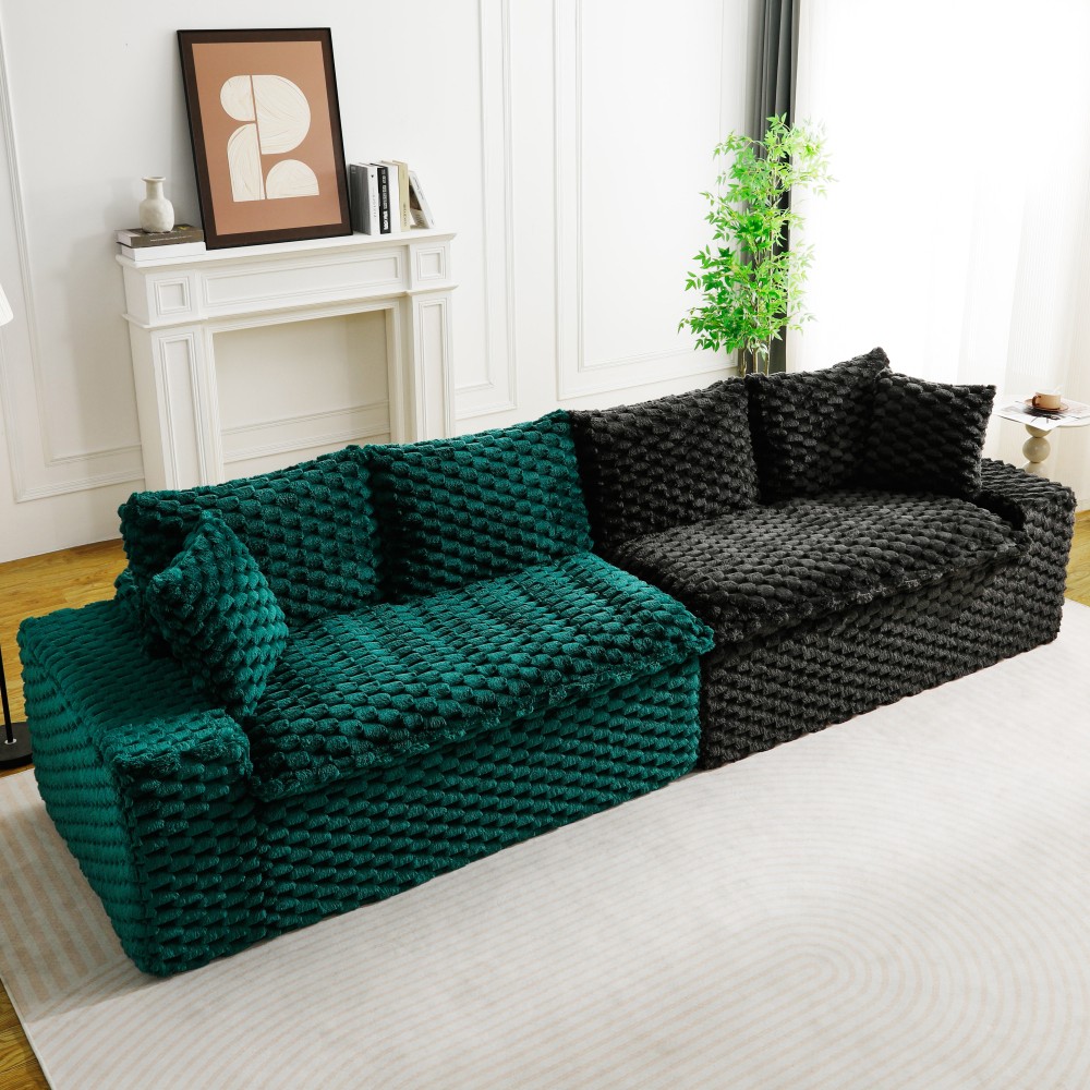 Multifunctional Velvet Sofa w/ Flexible Arrangement - Fits 4 People