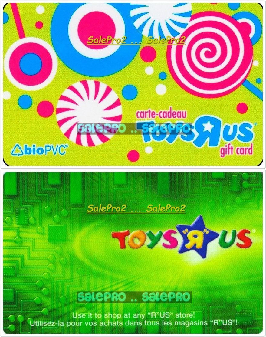 2x TOYSRUS 2010 TOYS LOLLIPOP LICORICE CANDY GAMES COLLECTIBLE GIFT CARD LOT