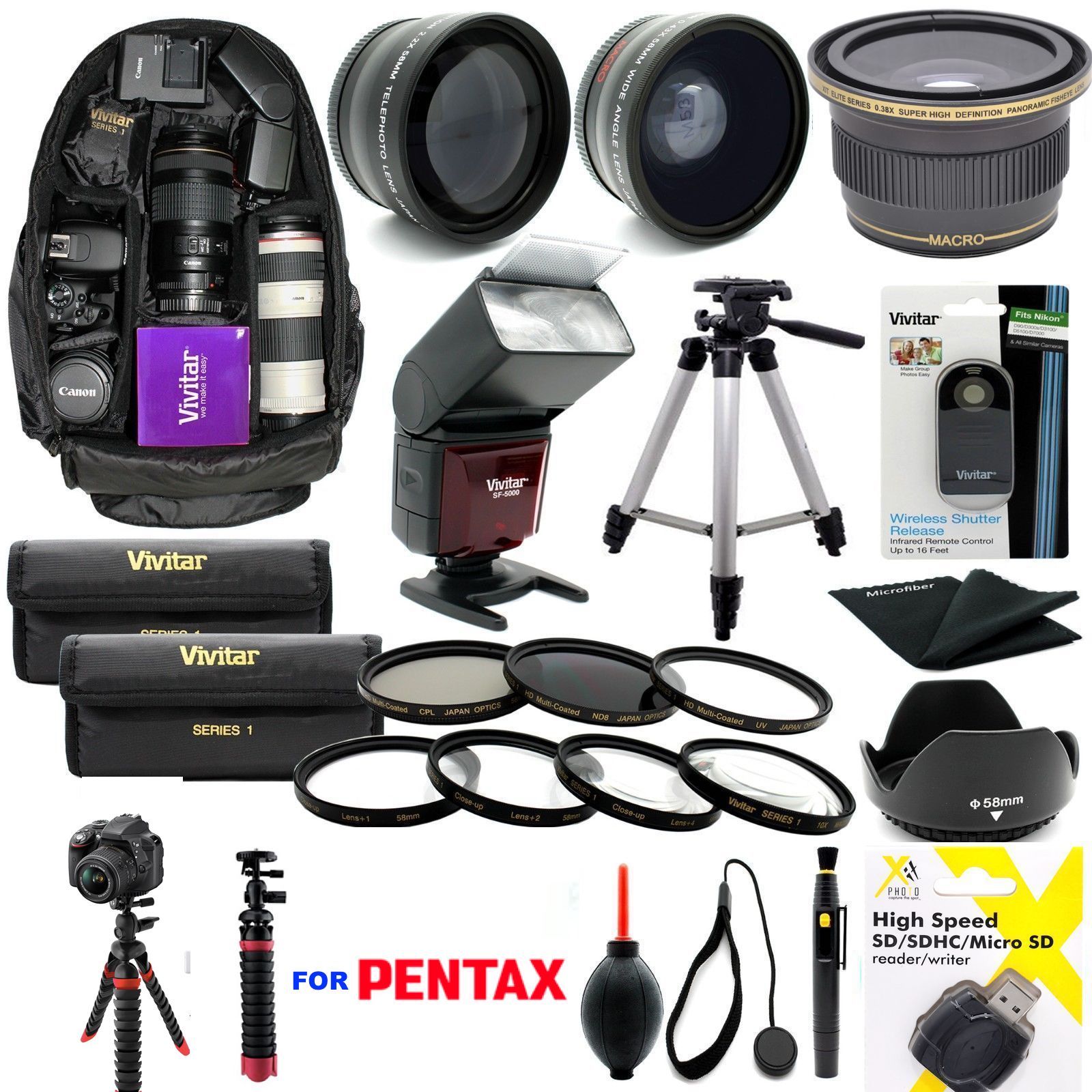 Pentax K-1 Mark II W 28-105 LENS COMPLETE 62MM HD ACCESSORY KIT FLASH LENSES