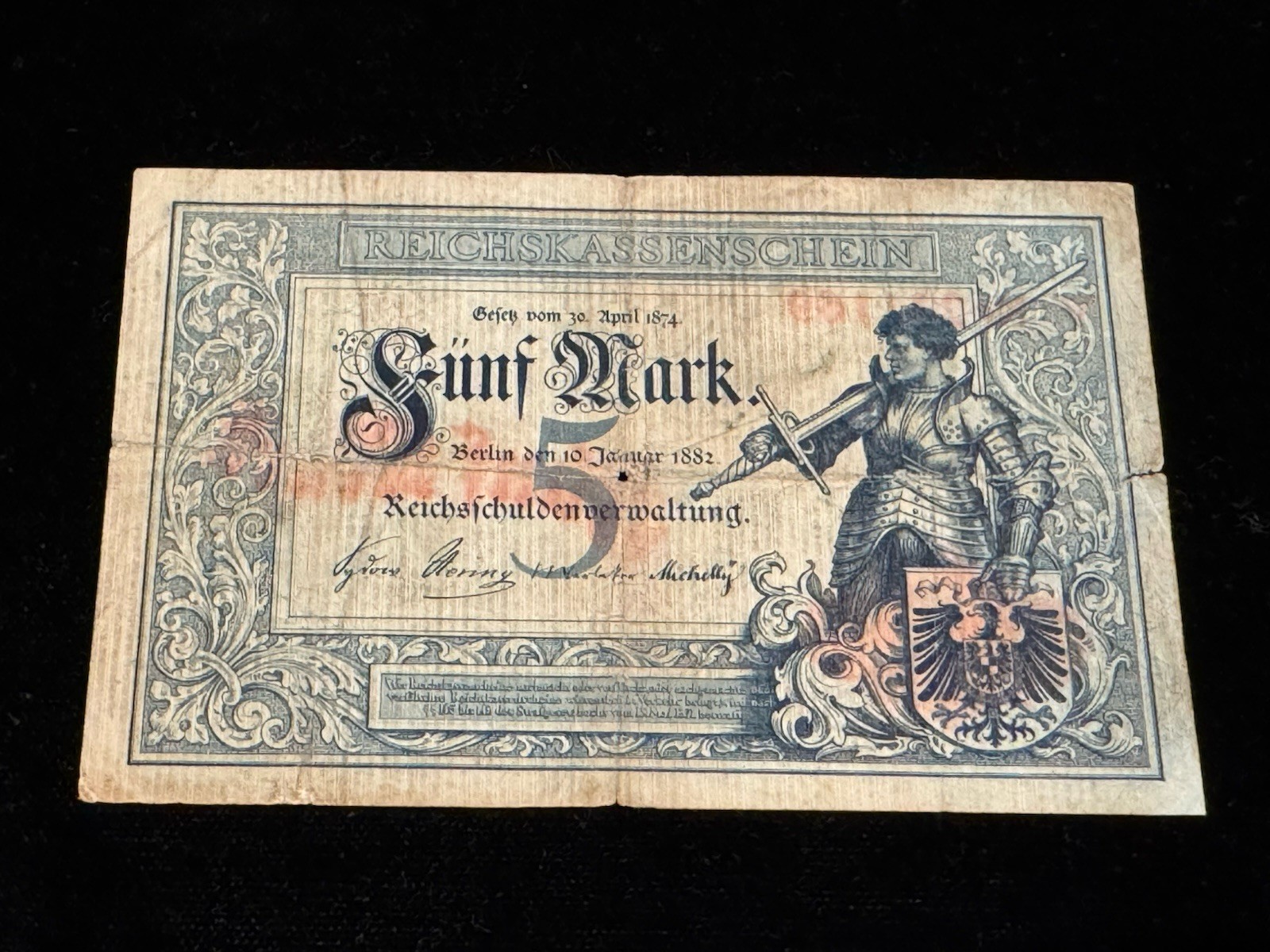 1882 Germany FUNF MARK 5 MARKS GERMAN EMPIRE Reichskassenschein - FAST SHIPPING!