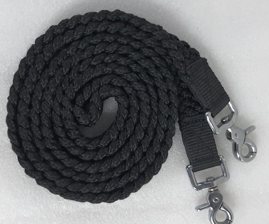 8' Braided Cotton Rein for Horse Headstall with Snaps Soft and Durable Reins-...