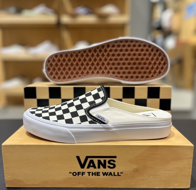 Vans Classic Slip-On Mule Checkerboard Black White Unisex Shoes VN0004KTEO1