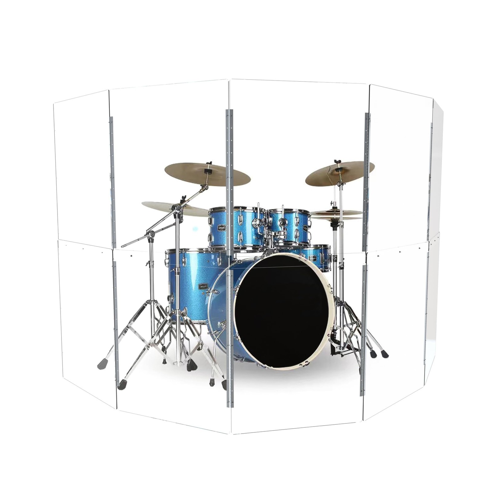 Portable Drum Shield | 5 Panels 2ft x 5ft | Factory-Installed Full-Length Sta...