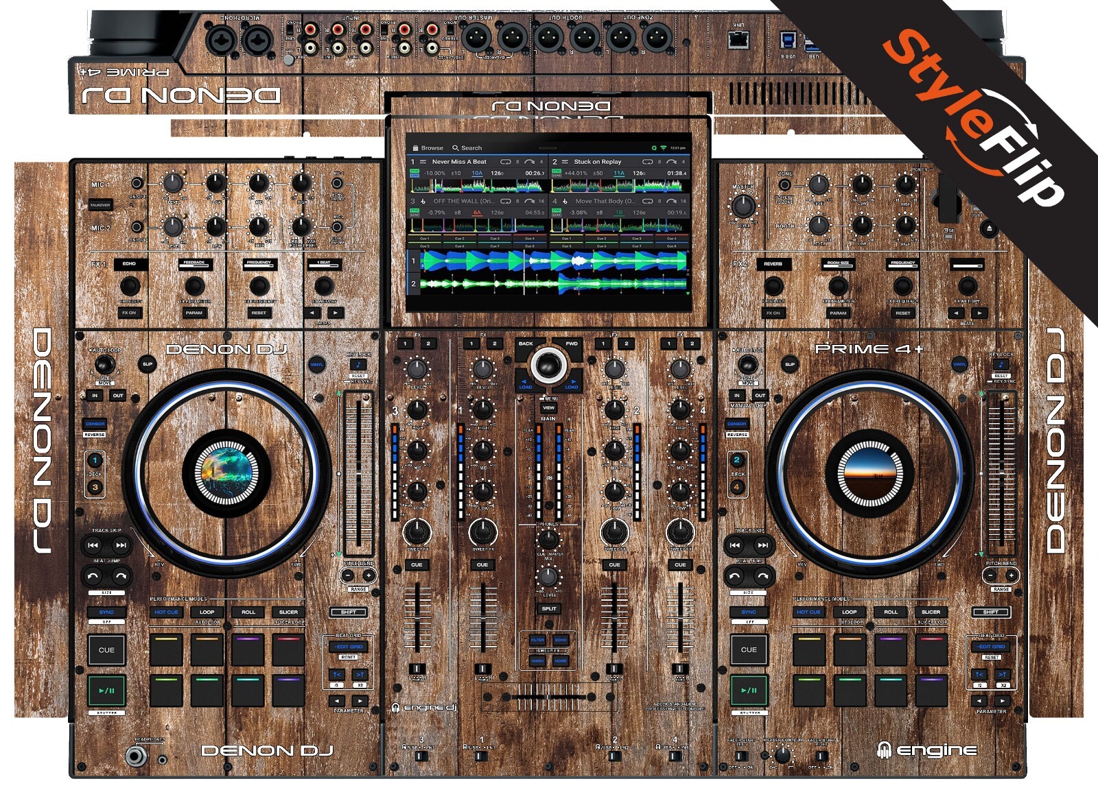 Denon Prime 4+ Skin | Wood #1 | Protective Decal | StyleFlip Skins