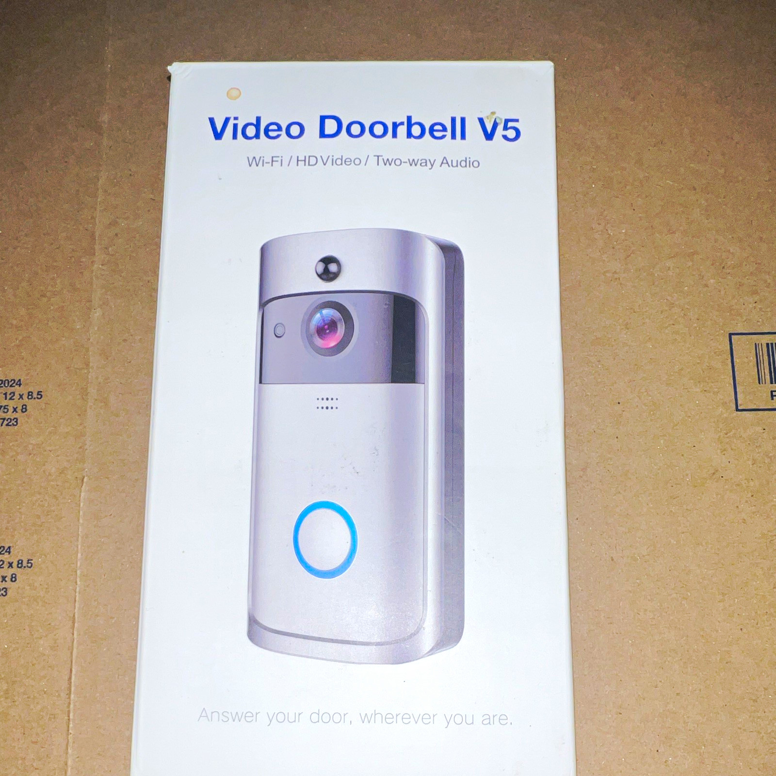 V5 HD Wi-Fi Video Doorbell Silver, Two-Way Audio, Night Vision, Motion