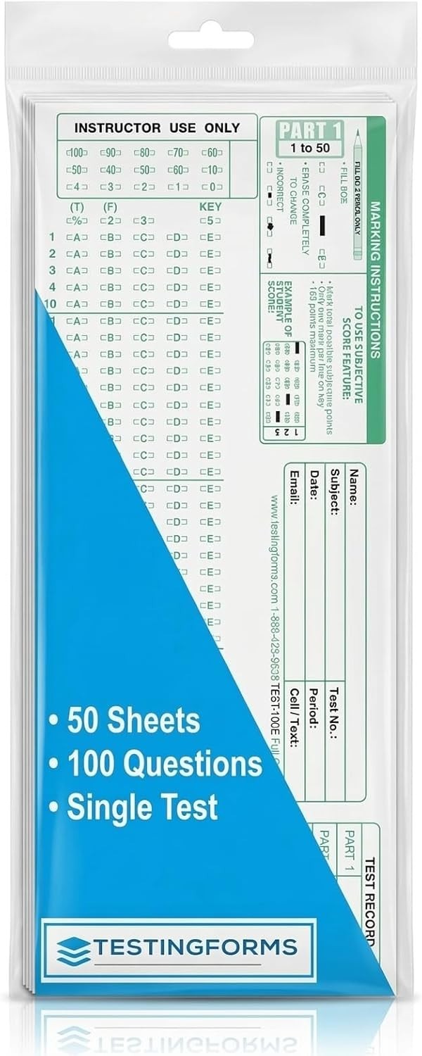 Efficient 50 Sheet Pack of Scantron-Compatible Testing Forms – Excellent Quality