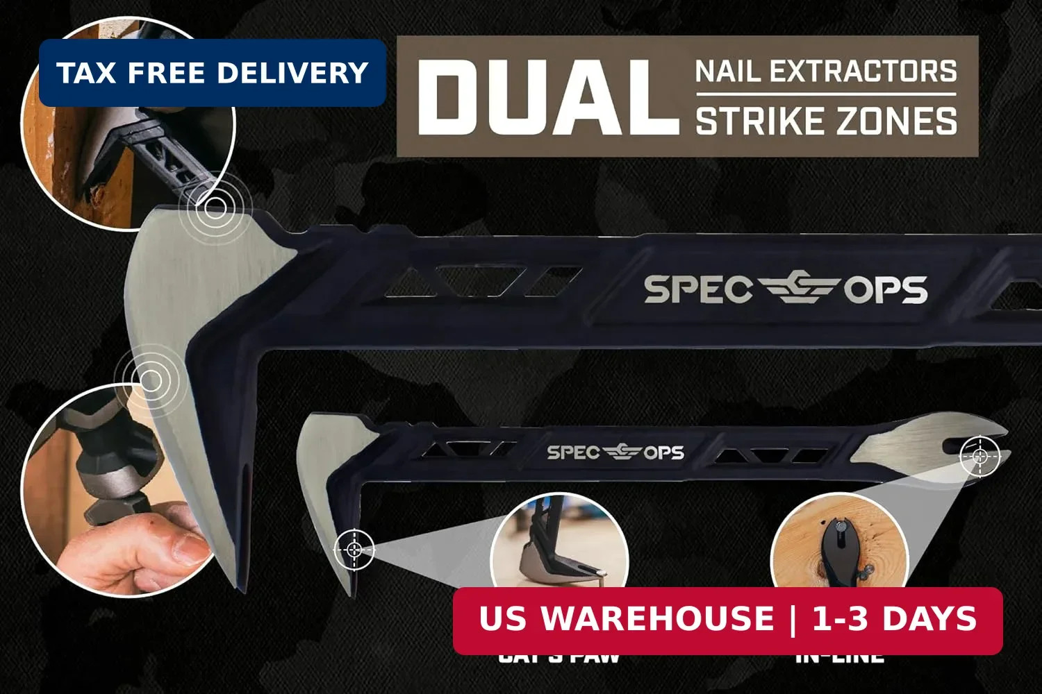Spec Ops Tools Nail Puller Cats Paw Pry Bar for Prying, Demolition & Nail Pullin