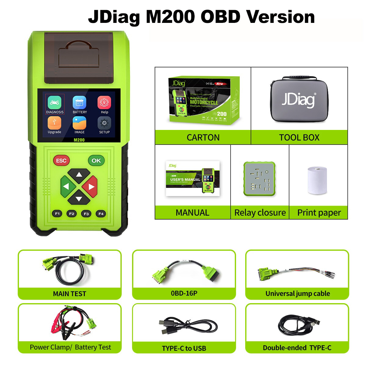 JDiag M200 Motorcycle Diagnostic OBD2 Scanner Motoscan Fault Code Reader tools