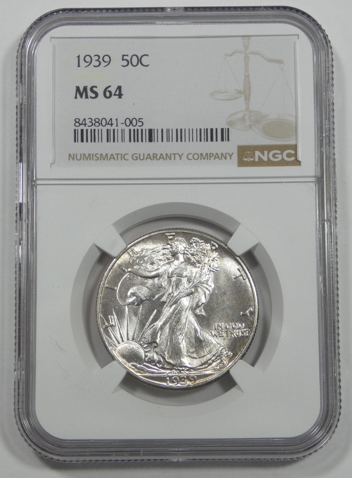 1939 Walking Liberty Half Dollar CERTIFIED NGC MS 64 Silver 50c
