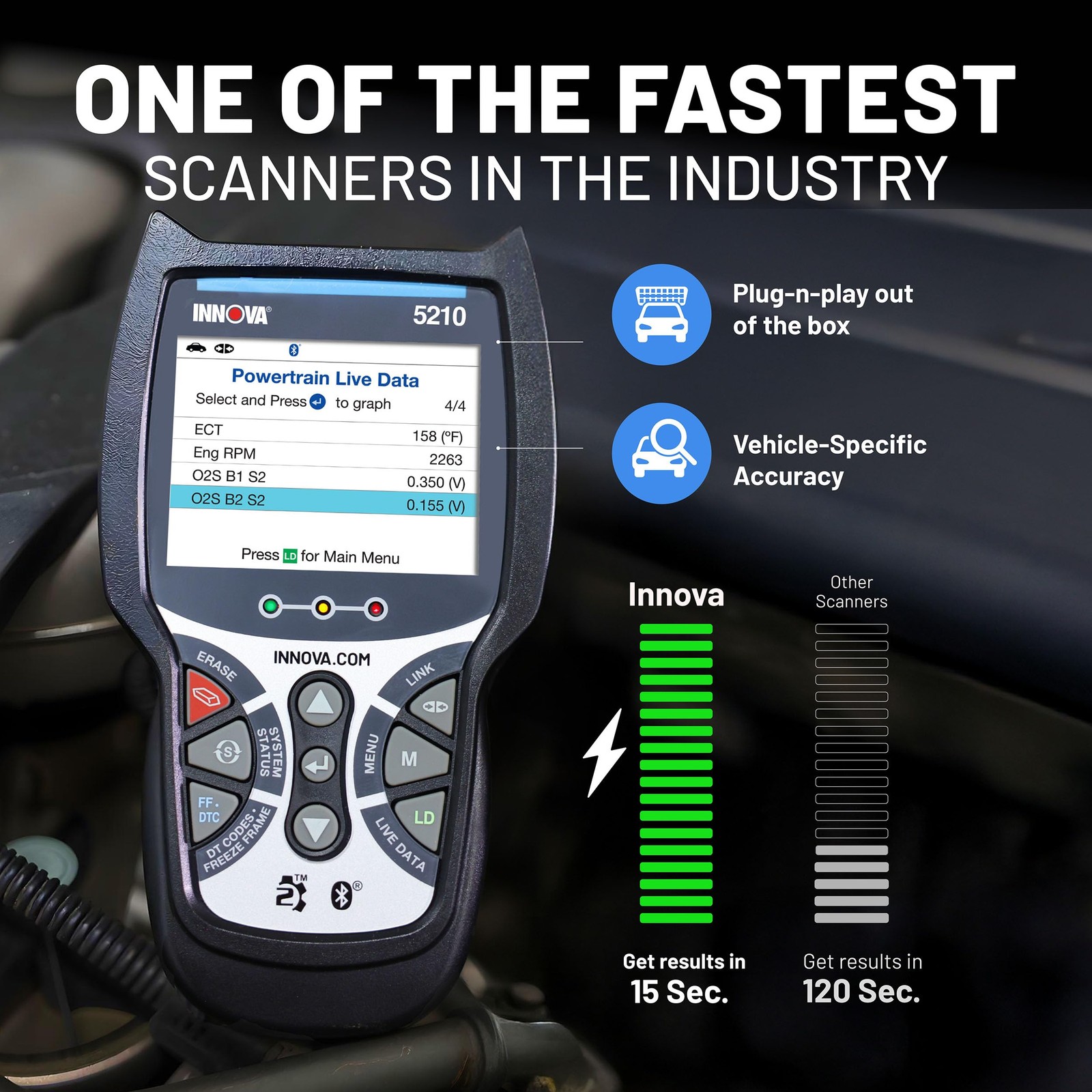 OBD2 Scanner & Code Reader Battery Tester Bluetooth Car Diagnostic Tool