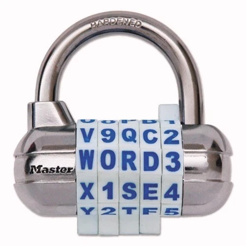 Master Lock Password Plus Combination Lock, Hardened Steel Shackle, 2.5" Wide