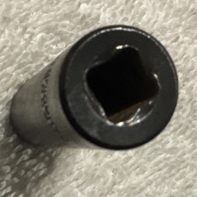 10 mm X 1/4” dr,6 Pt SOCKET deep CHROME VANADIUM black oxide vtg tool, 10mm