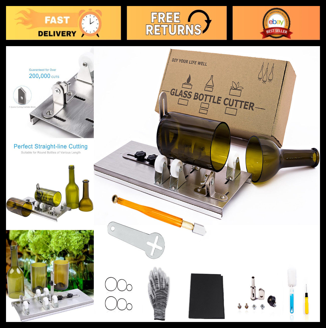 Upgraded Glass Bottle Cutter Tool Kit - DIY Wine, Beer, Liquor, Champagne Cutter
