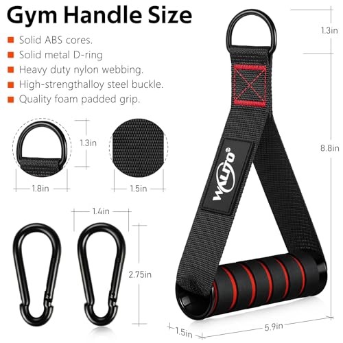 Exercise Handles, Cable Machine Handles for Gym Cable Attachments 1-Black Red