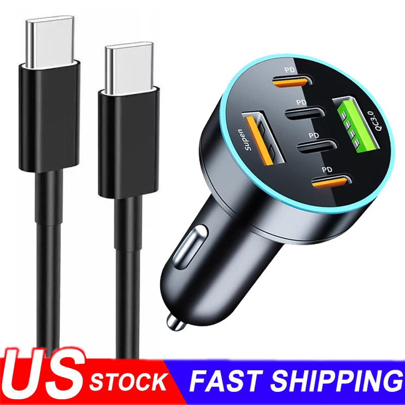 120W Fast Car Charger 4 Port Adapter & Cable For Google Pixel 9 Pro XL 8 7 6 5
