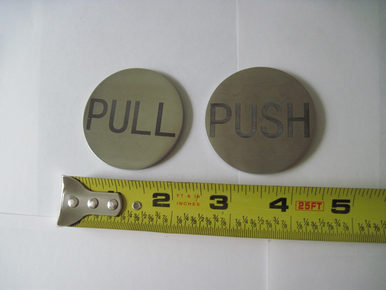 CRL RPP2PS Polished Stainless Steel 2" Round Push/Pull Set - Etched - Imperfect