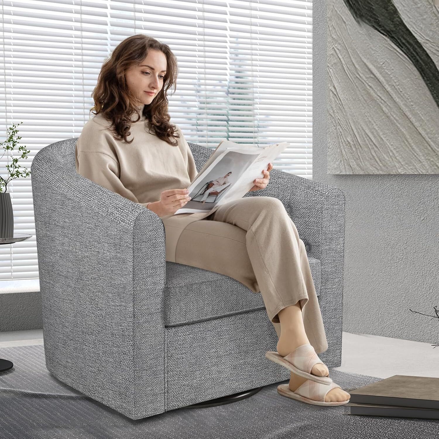 Swivel Accent Chair for Living Room, Swivel Barrel Chairs for Nursery
