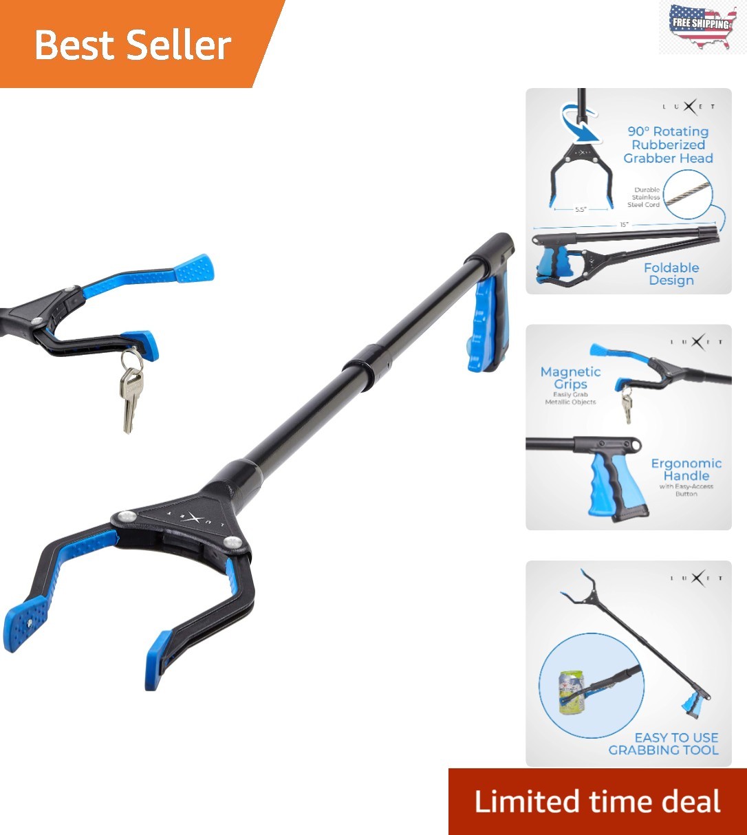 Lightweight 32” Steel Grabber Tool - Foldable Reaching Aid for Home & Outdoors