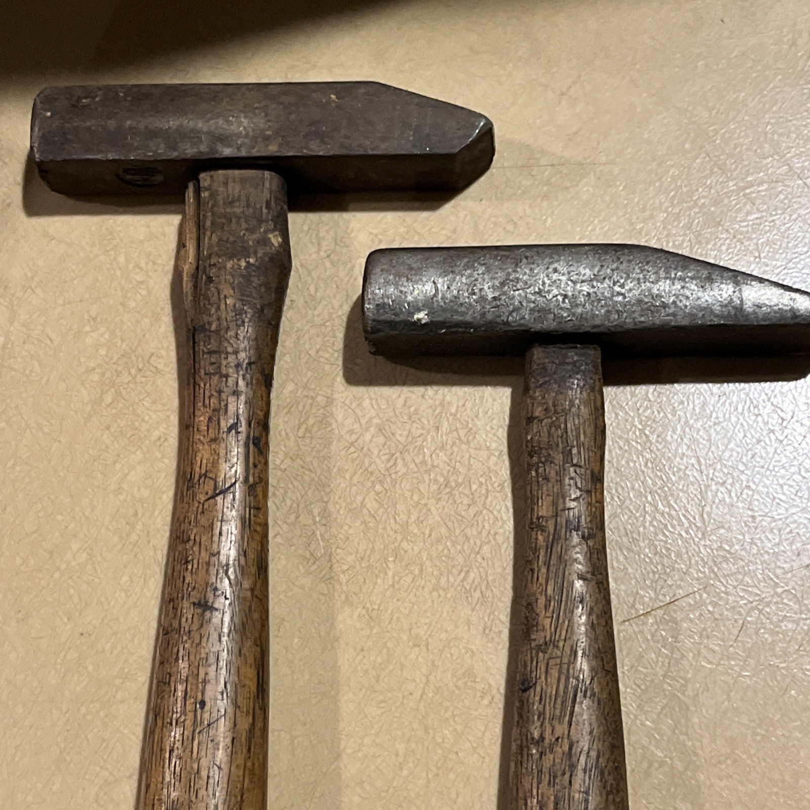 2 Vintage Cross Peen Blacksmith Metalworking Hammer Head Tools