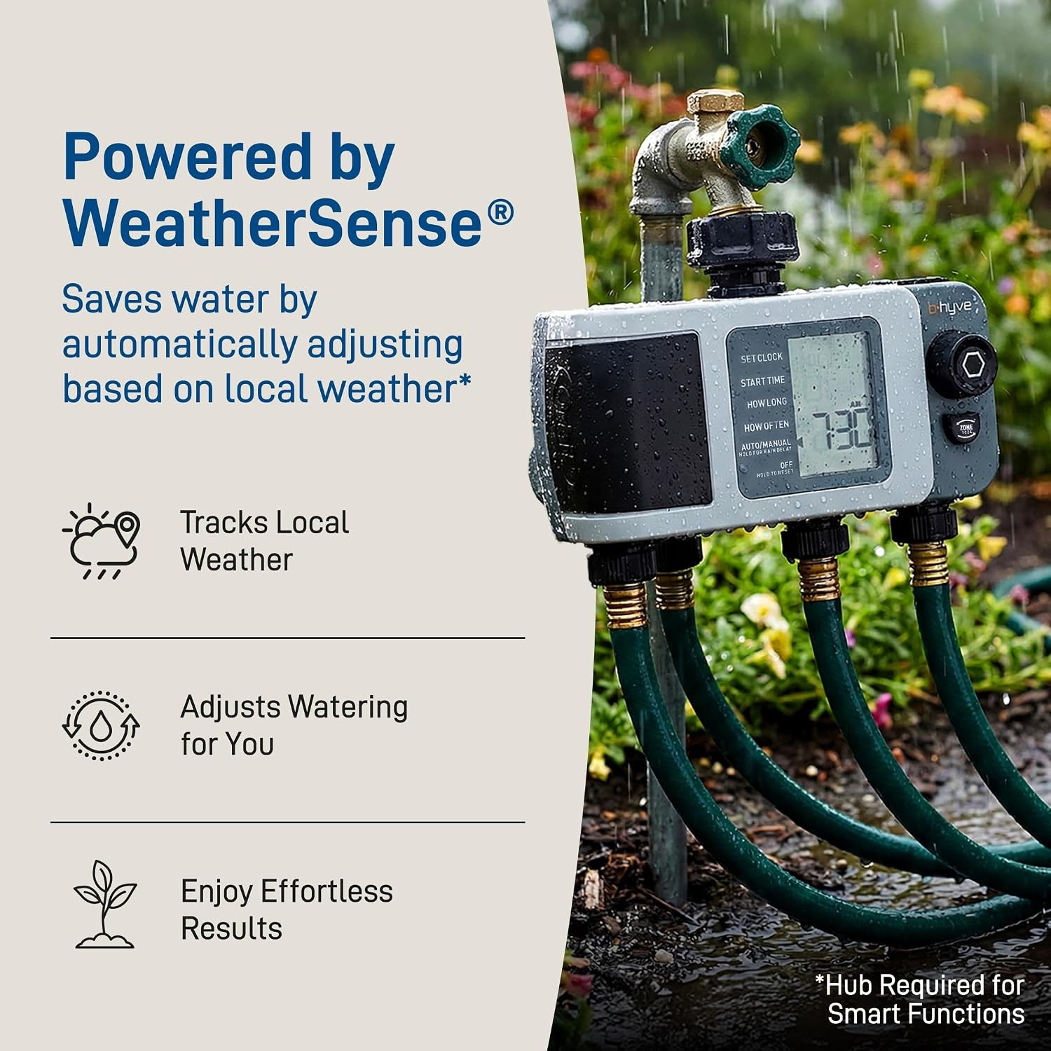 4-Port Smart Hose Watering Timer App Controlled Bluetooth Weather Adjusting