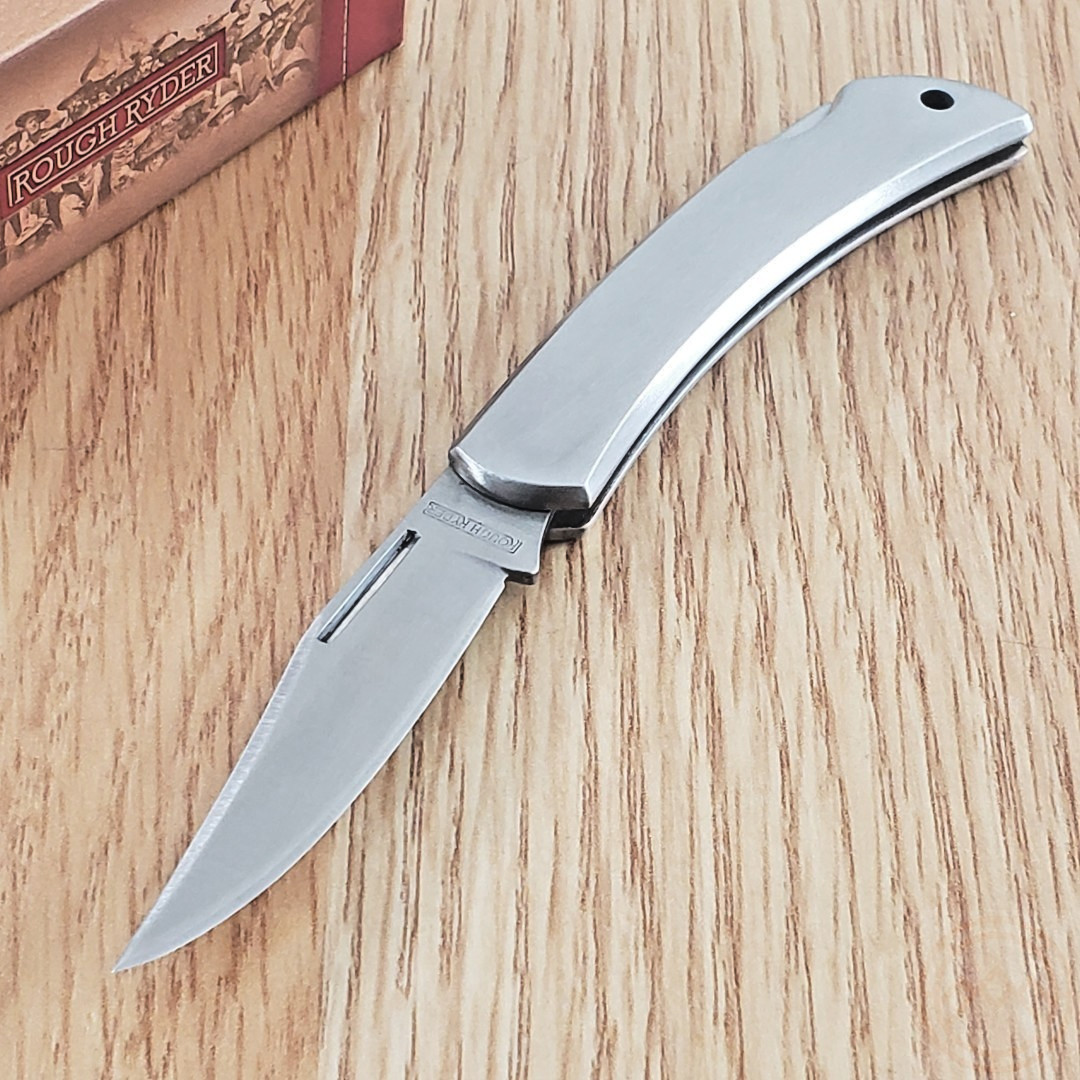 Rough Ryder Folding Knife 2.25" Mirror Stainless Steel Blade Stainless Handle