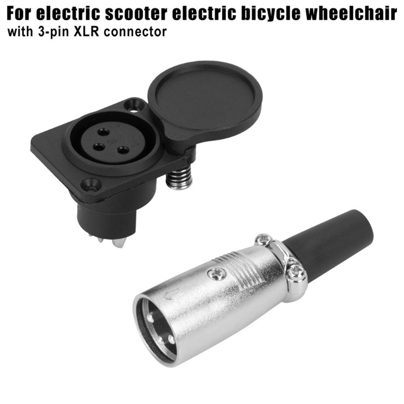 Mobility Scooter Panel Mount Port Easy Installation 3 Pin Socket Connector